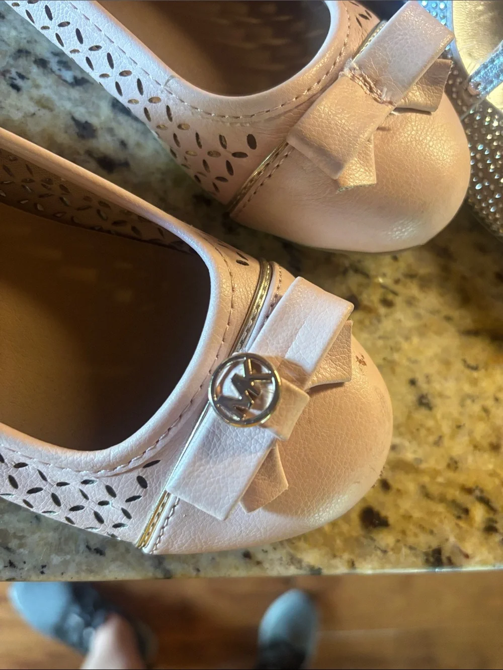 Girls Dress Mary Jane Flats - Pink and Silver